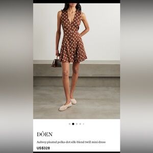 Doen Aubrey pleated polka-dot silk blend dress.
